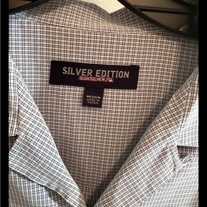 Quiksilver Silver Edition White Button-Up Shirt with Black Grid